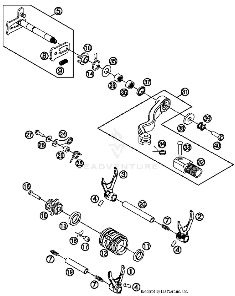 Shifting Mechanism TE 300 ENGINE - 2014 Schematic
