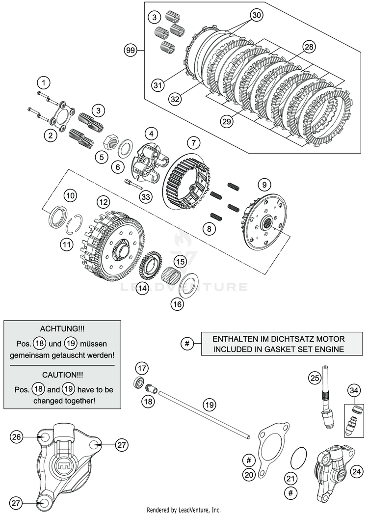 Clutch 701 ENDURO ENGINE - 2019 Schematic