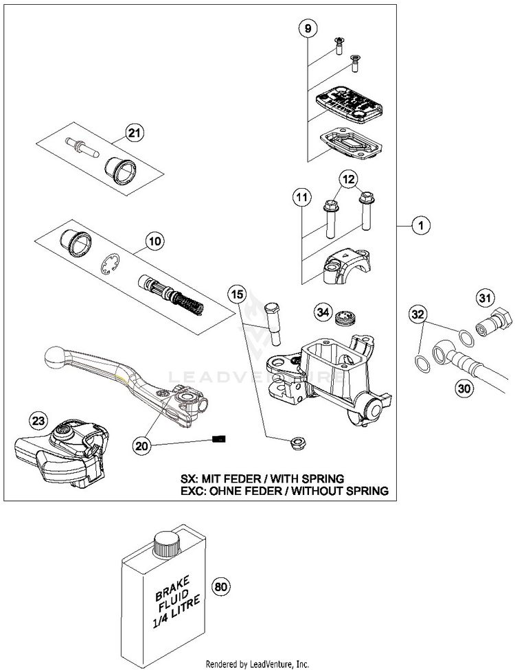 Hand Brake Cylinder TC 125 CHASSIS - 2014 Schematic