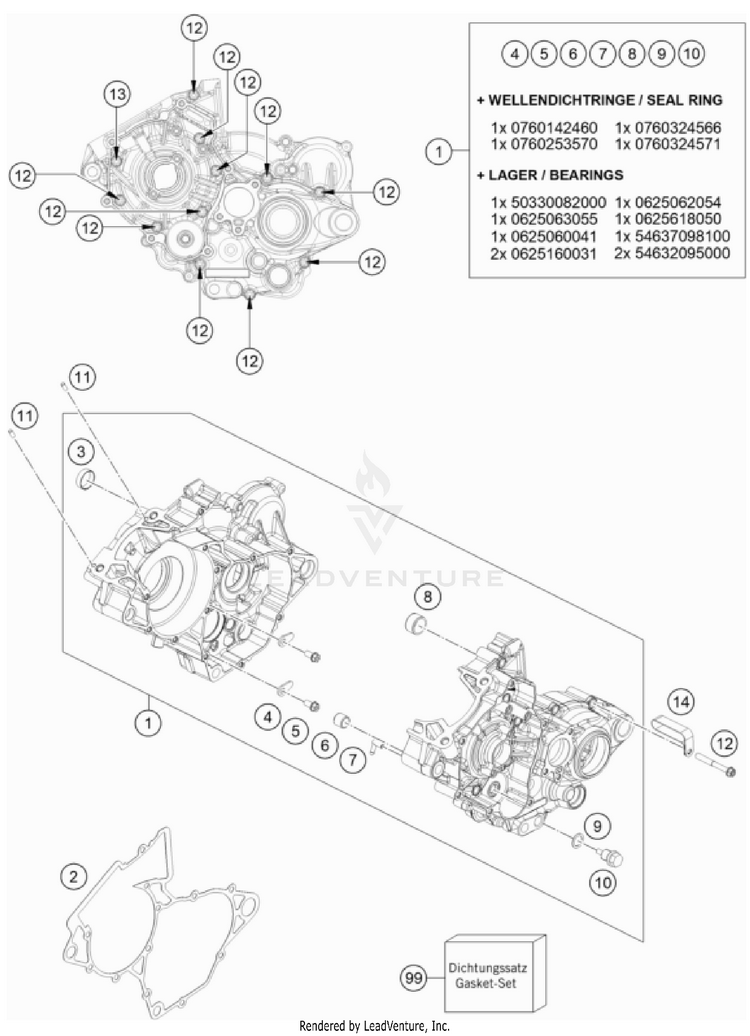 Engine Case TC 125 Engine - 2022 Schematic