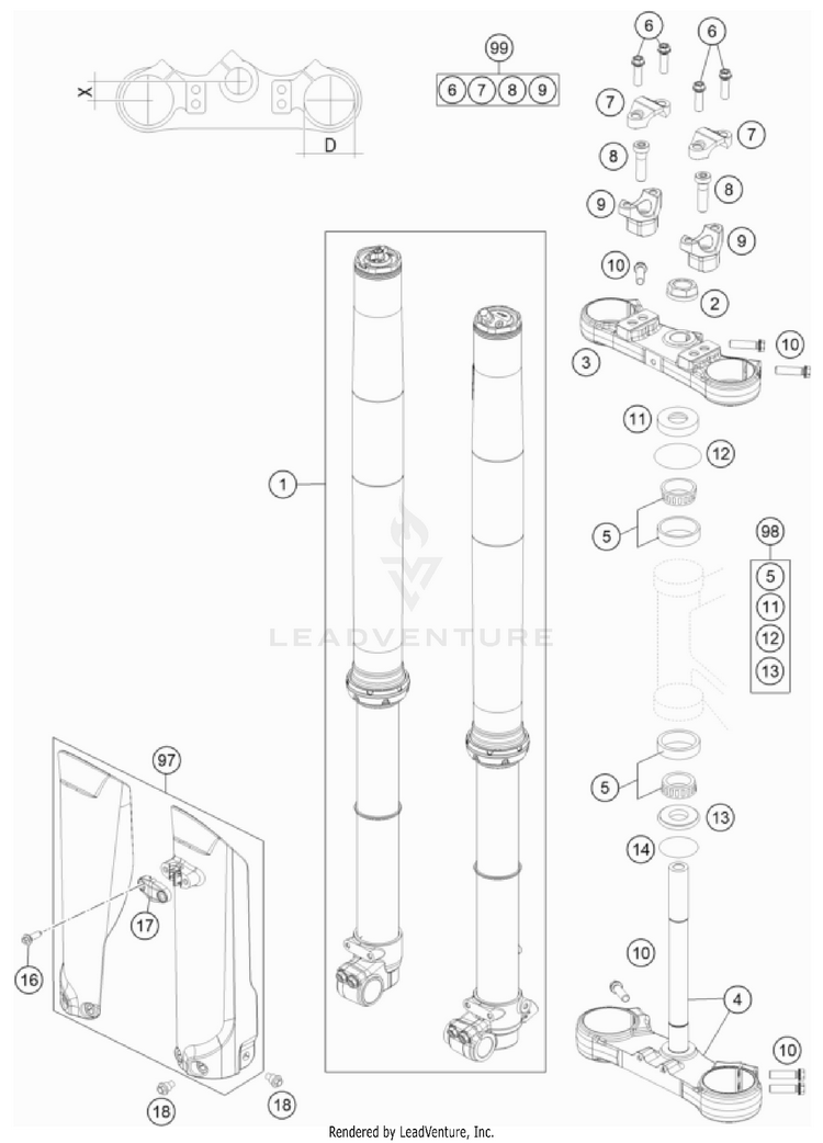 Front Fork, Triple Clamp TC 85 19/16 CHASSIS - 2024 Schematic