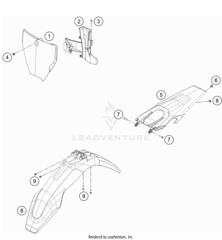 Mask, Fenders TC 250 CHASSIS - 2022 Schematic