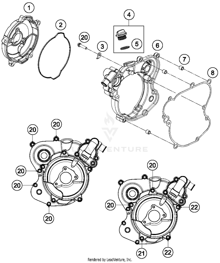 Clutch Cover TC 65 ENGINE - 2018 Schematic