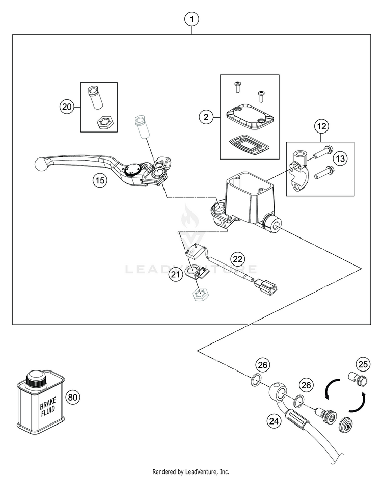 Front Brake Control 701 ENDURO CHASSIS - 2019 Schematic