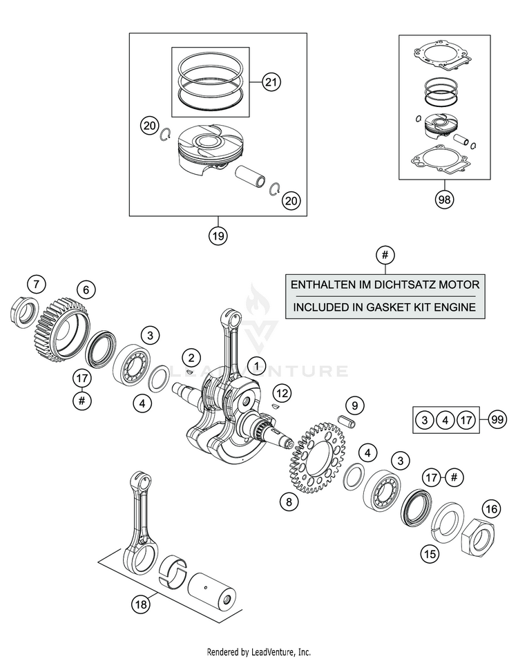 Crankshaft, Piston VITPILEN 701 ENGINE - 2020 Schematic