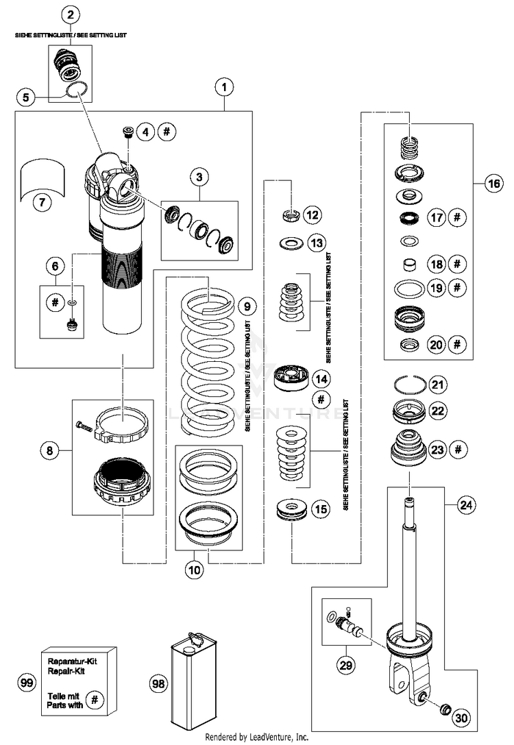Shock Absorber Disassembled FC 350 CHASSIS - 2018 Schematic