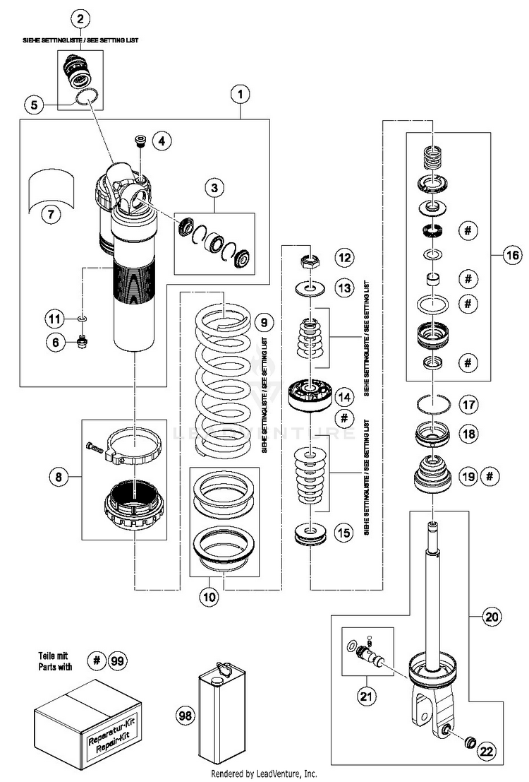 Shock Absorber Disassembled FX 350 CHASSIS - 2019 Schematic