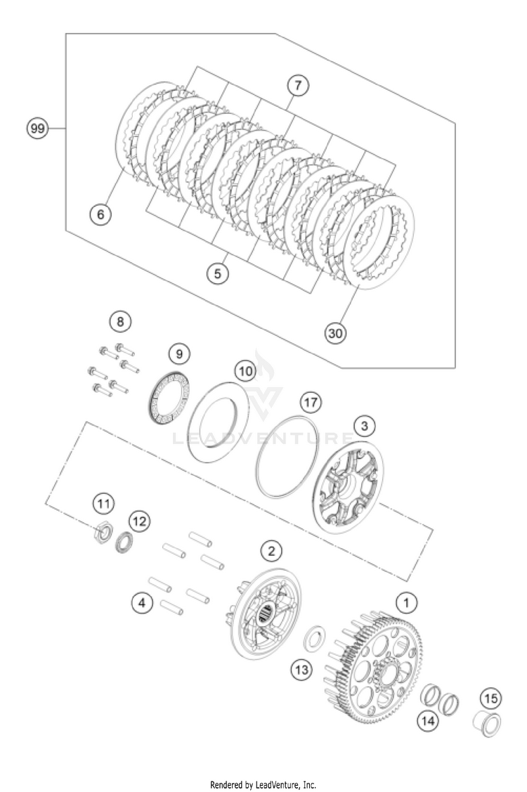 Clutch FC 250 Rockstar Ed. Engine - 2022 Schematic