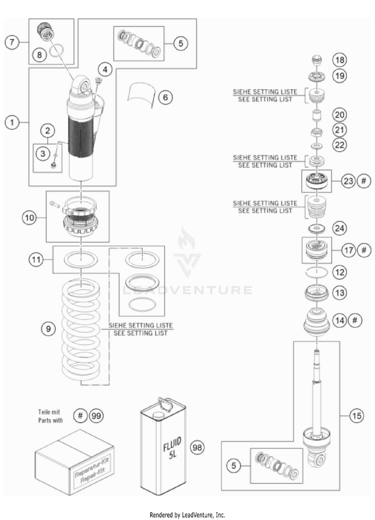 Shock Absorber Disassembled TC 85 17/14 CHASSIS - 2024 Schematic