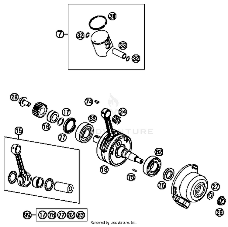 Crankshaft, Piston TC 85 ENGINE - 2016 Schematic
