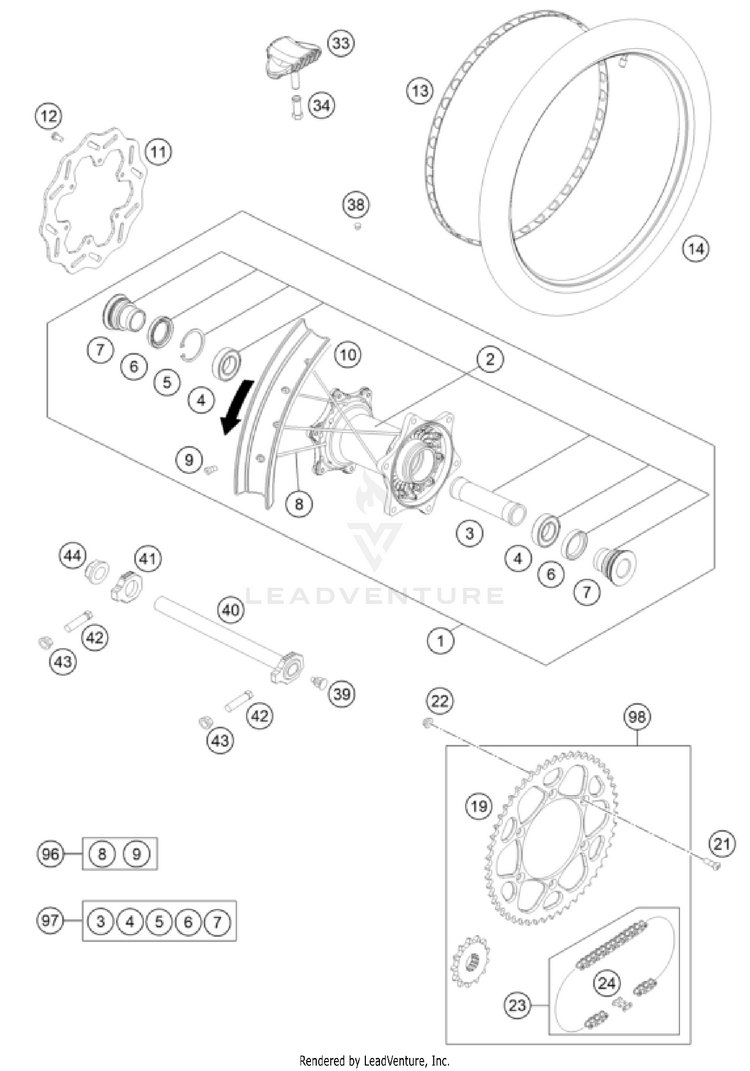 Rear Wheel TX 300 CHASSIS - 2025 Schematic