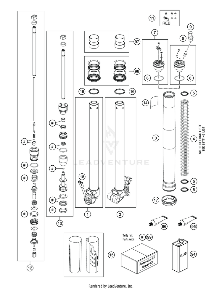 Front Fork Disassembled TC 65 CHASSIS - 2020 Schematic
