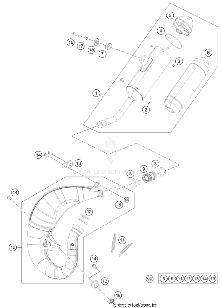 Exhaust System TC 85 19/16 CHASSIS - 2025 Schematic