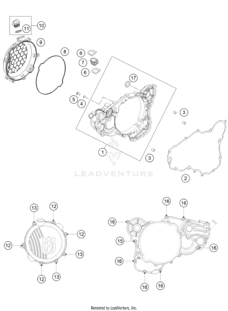 Clutch Cover TC 250 Engine - 2022 Schematic