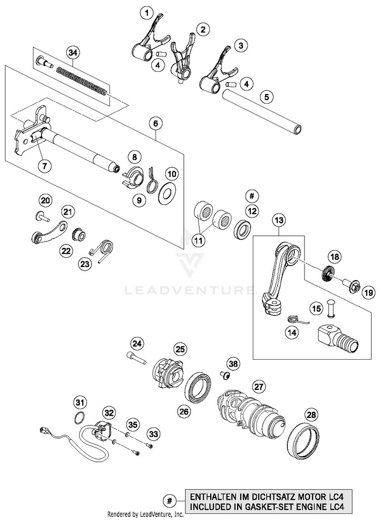 Shifting Mechanism 701 SUPERMOTO ENGINE - 2016 Schematic