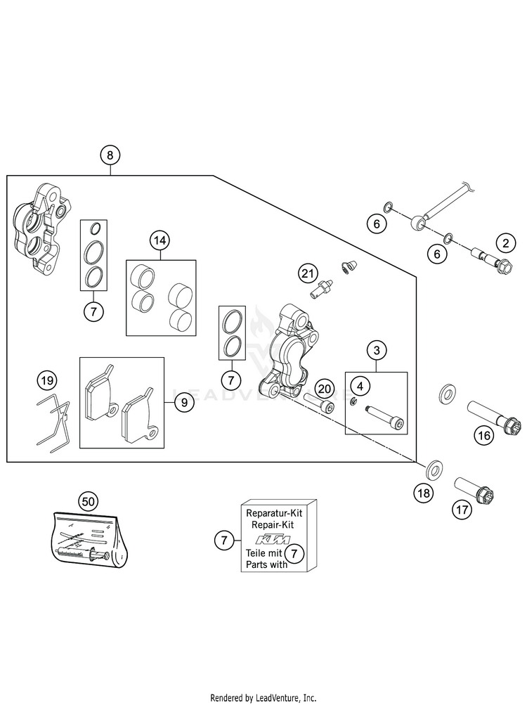 Front Brake Caliper TC 50 CHASSIS - 2020 Schematic