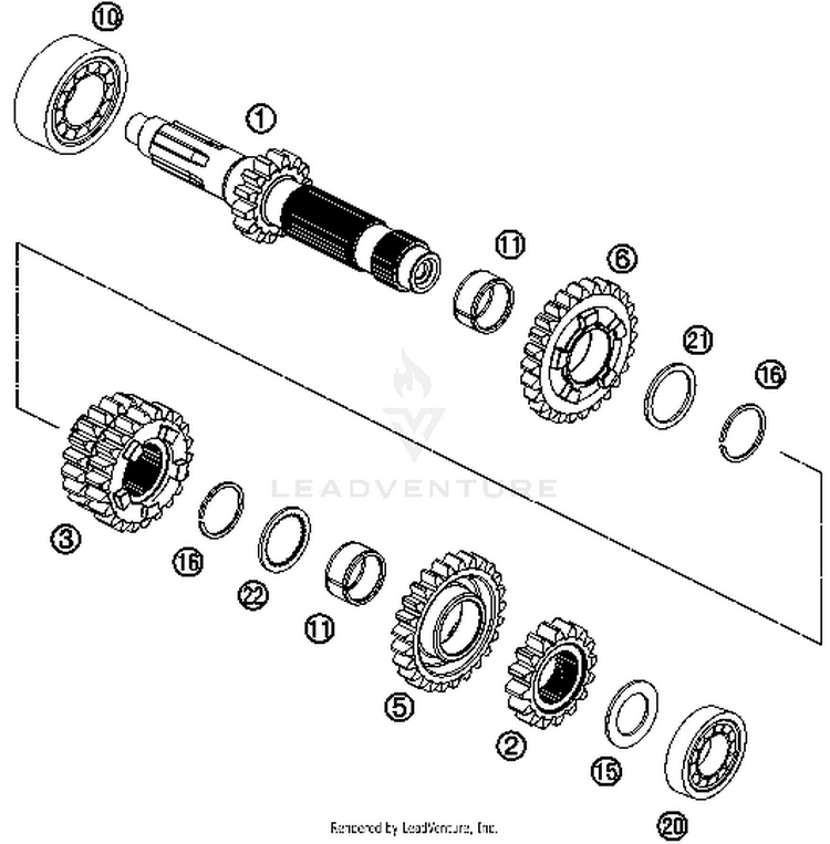 Transmission I - Main Shaft TE 250 ENGINE - 2015 Schematic