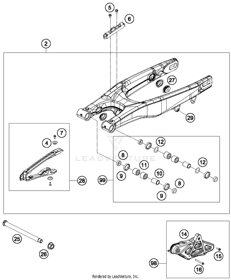 Swing Arm TE 300 CHASSIS - 2014 Schematic