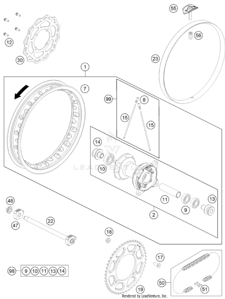 Rear Wheel TC 65 CHASSIS - 2026 Schematic