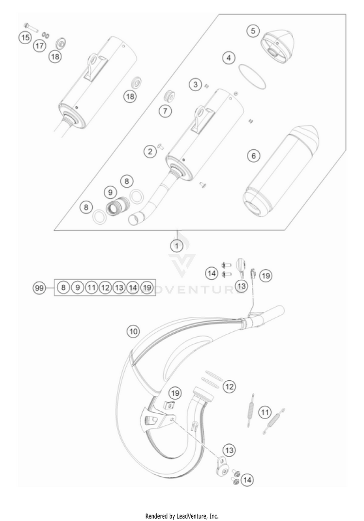 Exhaust System TC 85 19/16 EU CHASSIS - 2022 Schematic