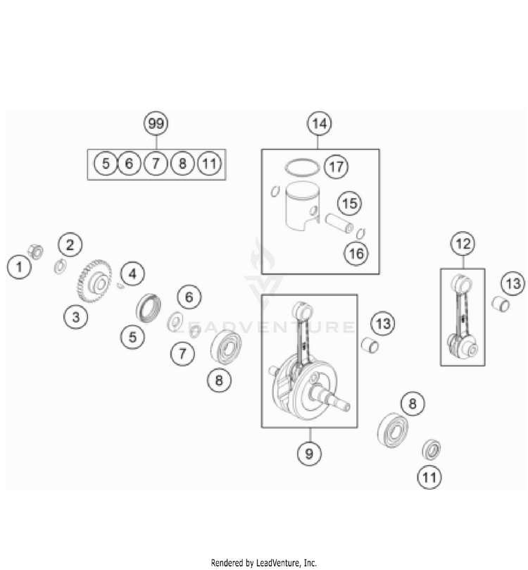 Crankshaft, Piston TC 50 Engine - 2022 Schematic