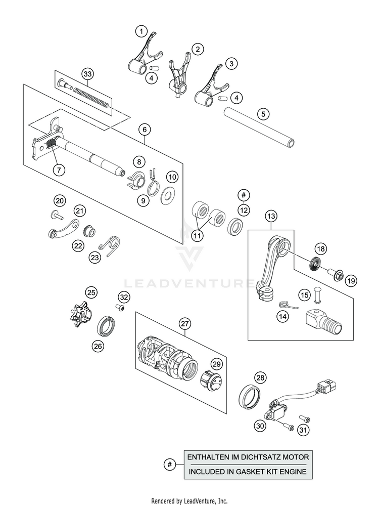 Shifting Mechanism 701 SUPERMOTO ENGINE - 2019 Schematic