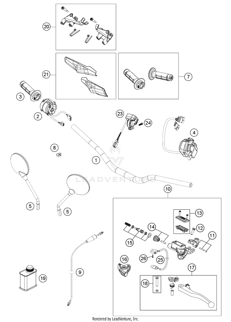Handlebar, Controls 701 ENDURO CHASSIS - 2021 Schematic