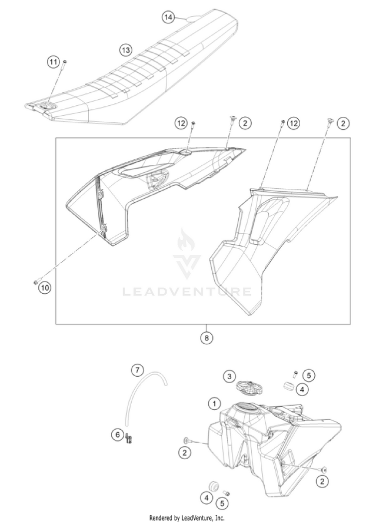 Tank, Seat FC 450 ROCKSTAR EDITION US CHASSIS - 2023 Schematic
