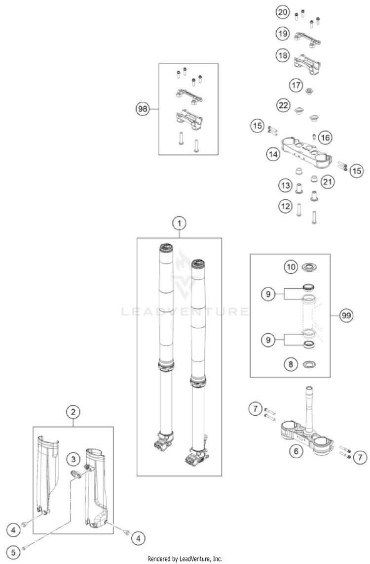Front Fork, Triple Clamp FE 450 US CHASSIS - 2026 Schematic