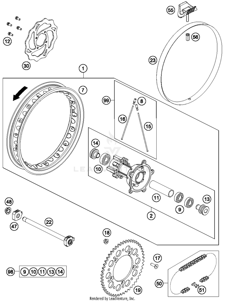 Rear Wheel TC 65 CHASSIS - 2018 Schematic