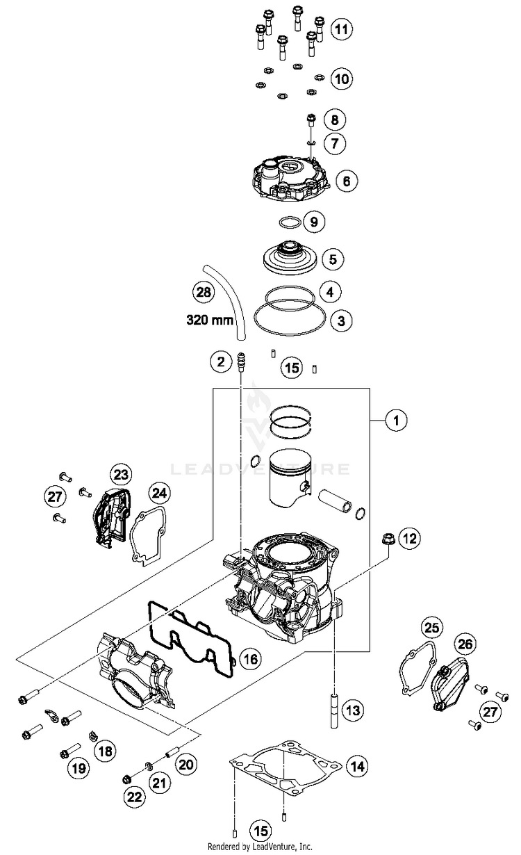 Cylinder, Cylinder Head TC 125 ENGINE - 2017 Schematic