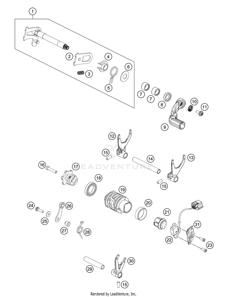 Shifting Mechanism FE 350 Engine - 2021 Schematic