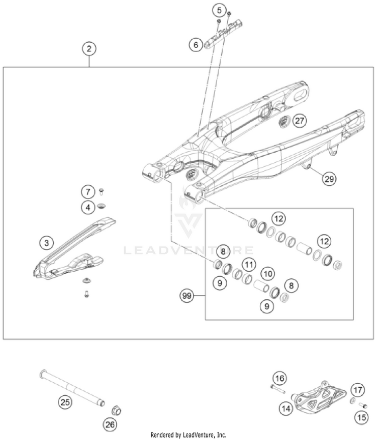 Swing Arm FX 350 US CHASSIS - 2022 Schematic