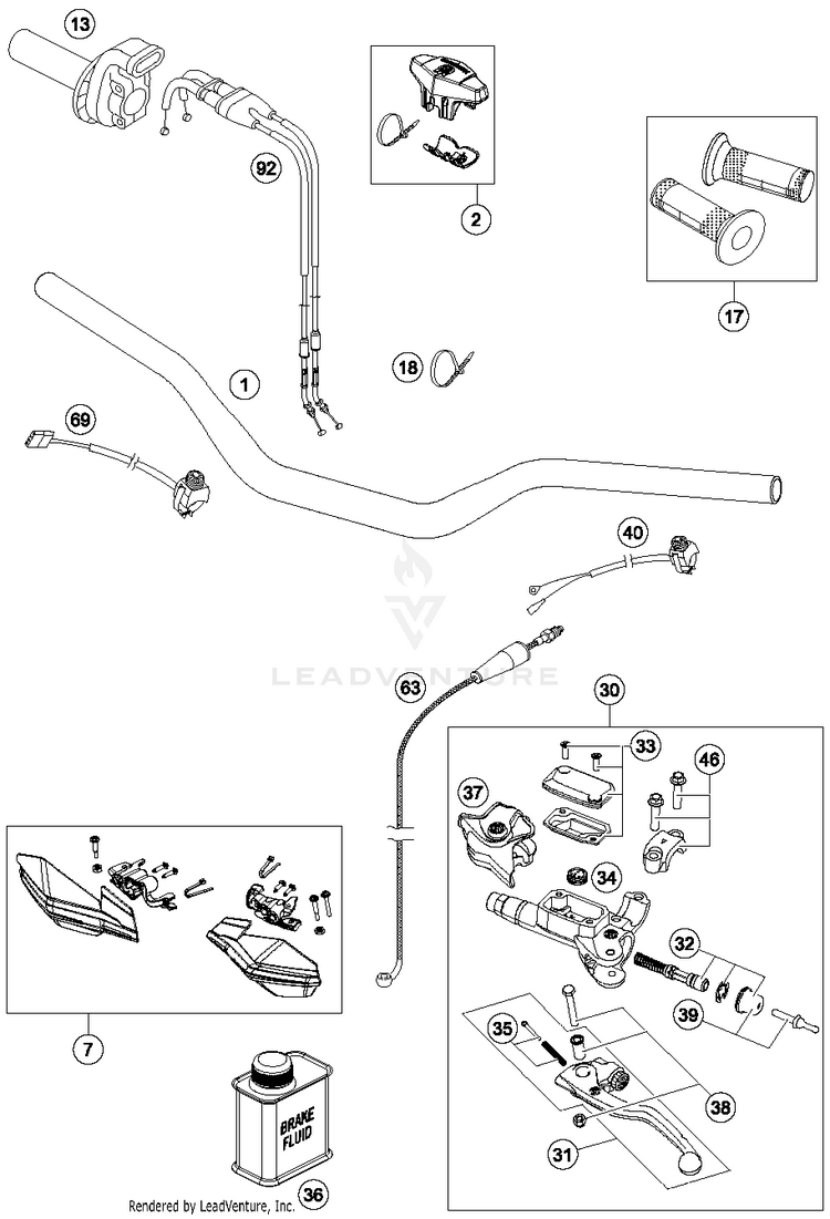 Handlebar, Controls FE 350 CHASSIS - 2015 Schematic
