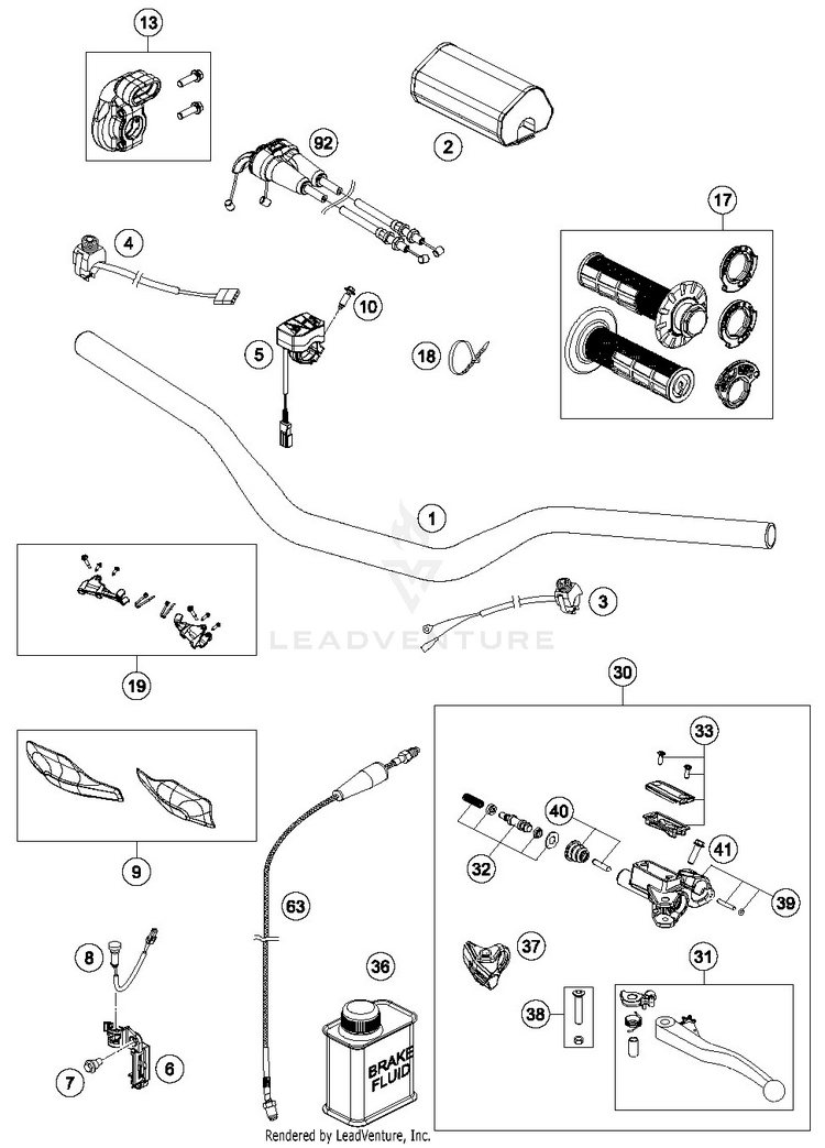 Handlebar, Controls FC 250 CHASSIS - 2019 Schematic