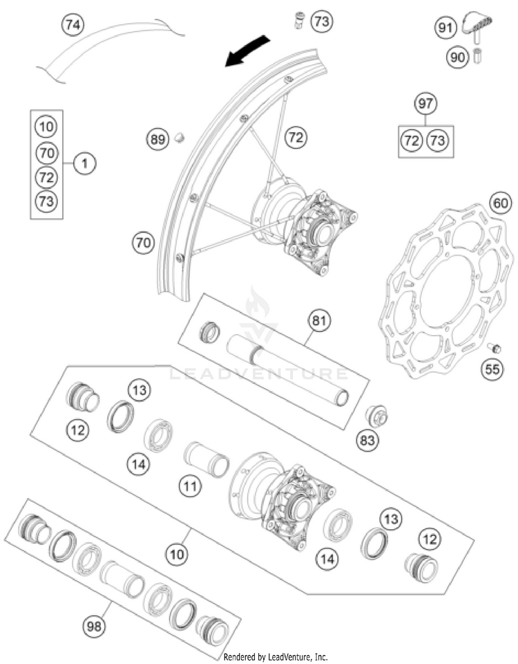 Front Wheel TC 85 19/16 CHASSIS - 2026 Schematic