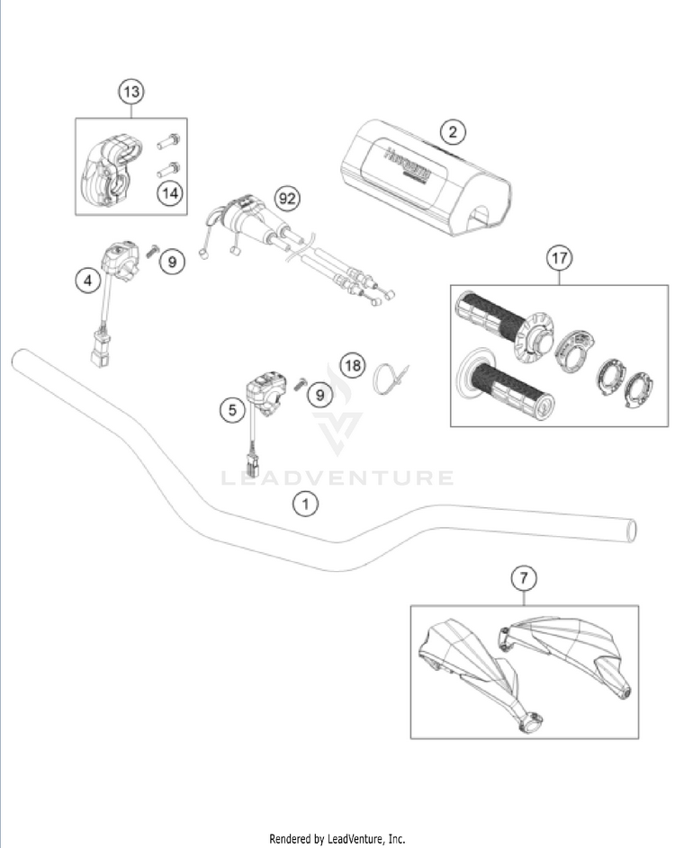 Handlebar, Controls FS 450 CHASSIS - 2024 Schematic