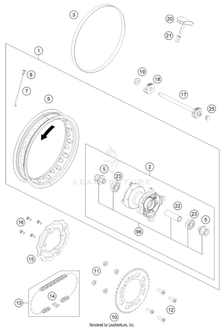 Rear Wheel TC 50 EU CHASSIS - 2024 Schematic