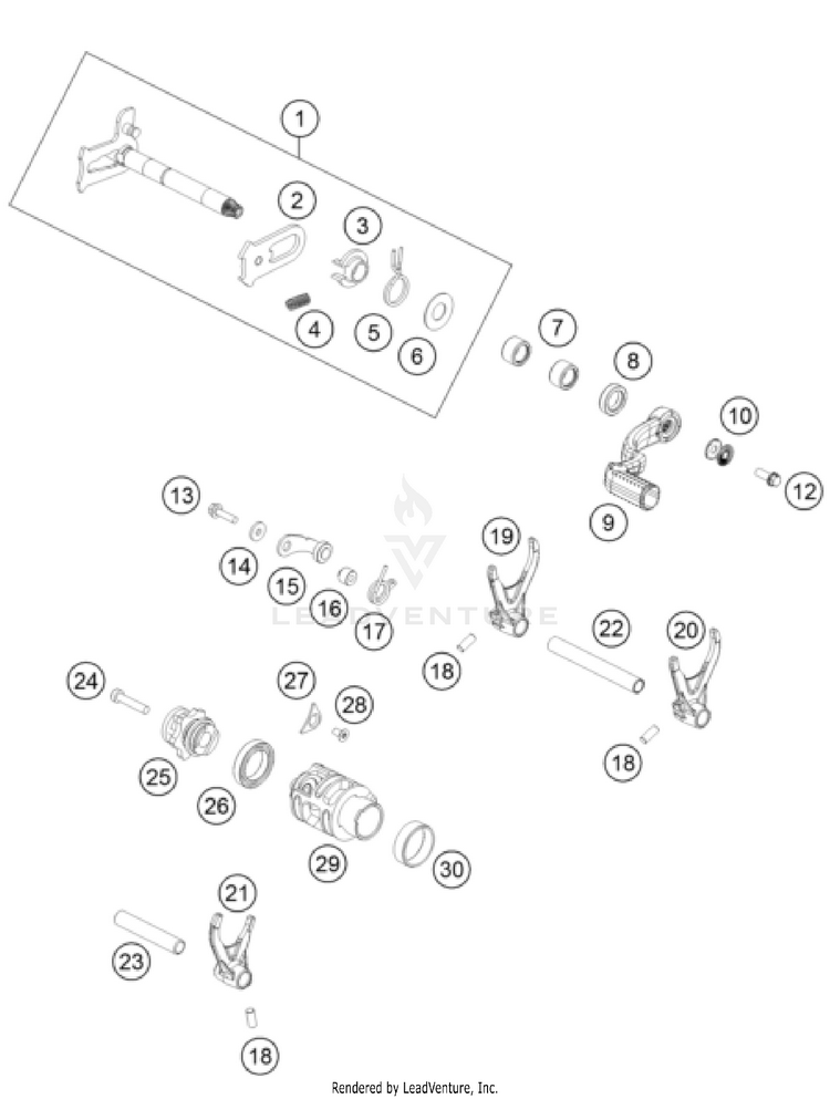 Shifting Mechanism TC 250 Engine - 2022 Schematic