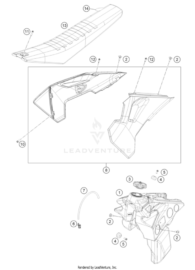 Tank, Seat FX 450 CHASSIS - 2024 Schematic