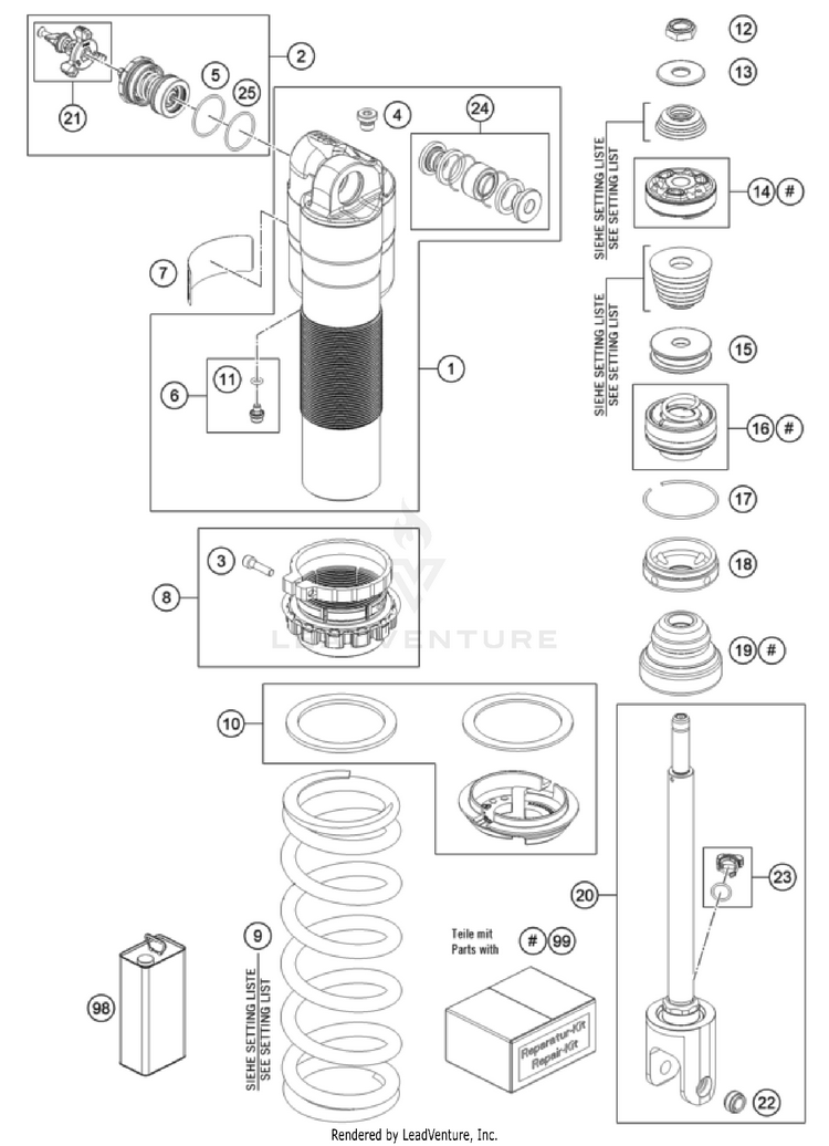 Shock Absorber Disassembled Schematic
