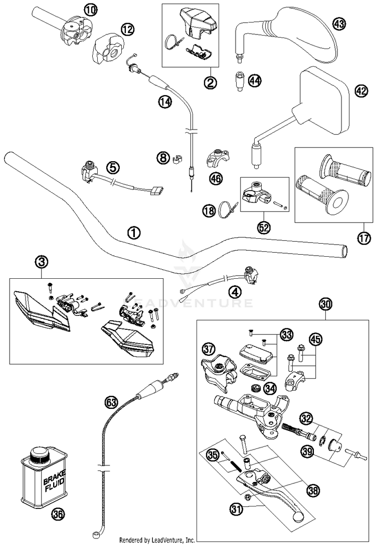 Handlebar, Controls TE 300 CHASSIS - 2014 Schematic