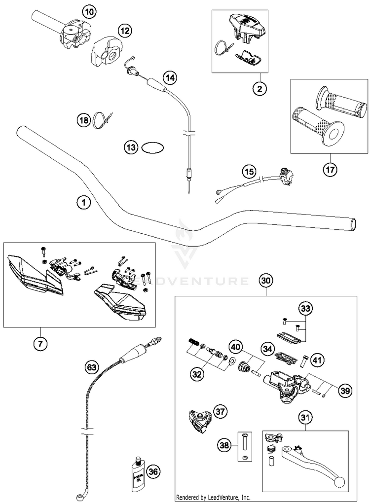 Handlebar, Controls TC 125 CHASSIS - 2015 Schematic