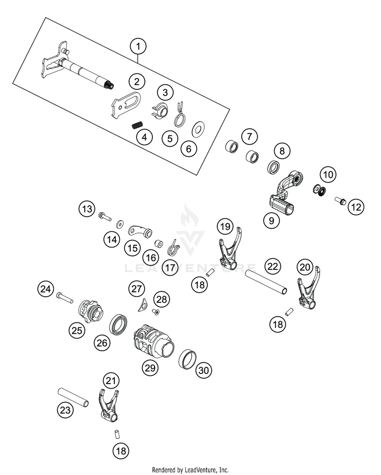 Shifting Mechanism TC 250 ENGINE - 2020 Schematic