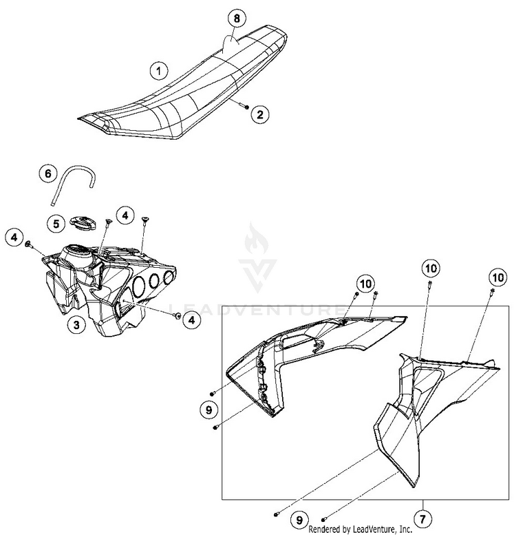 Tank, Seat FC 450 CHASSIS - 2019 Schematic