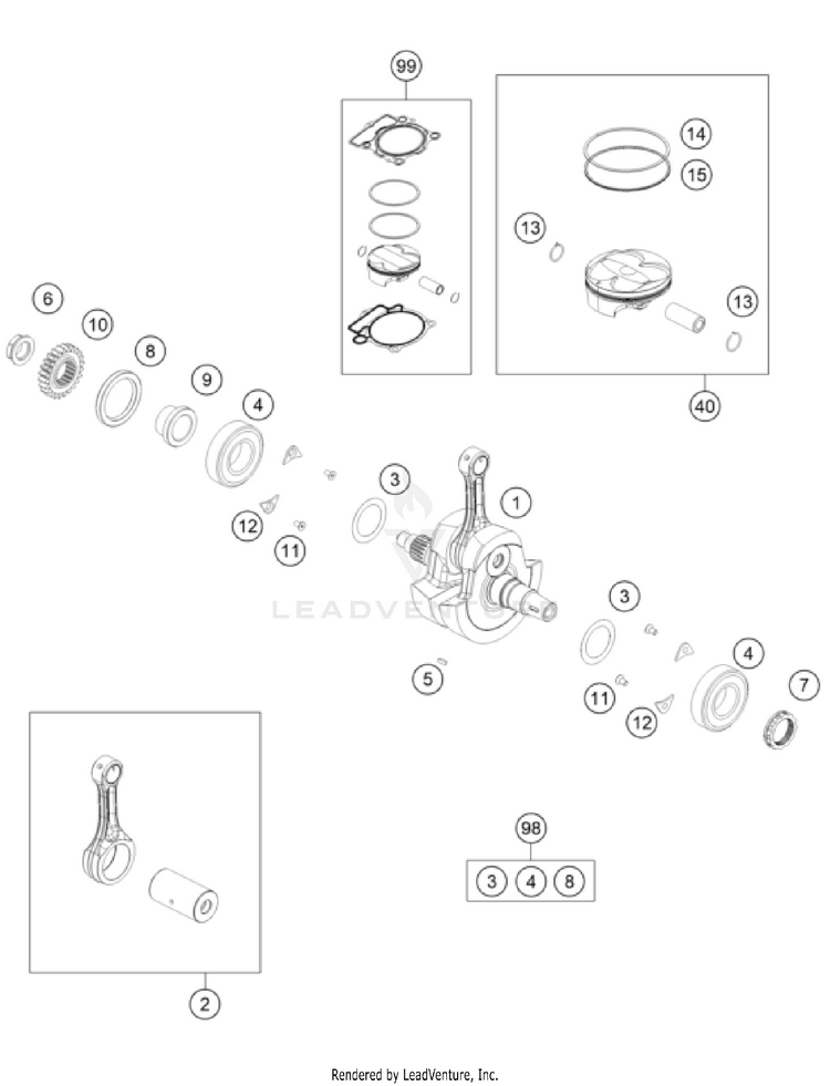 Crankshaft, Piston FC 350 ENGINE - 2025 Schematic