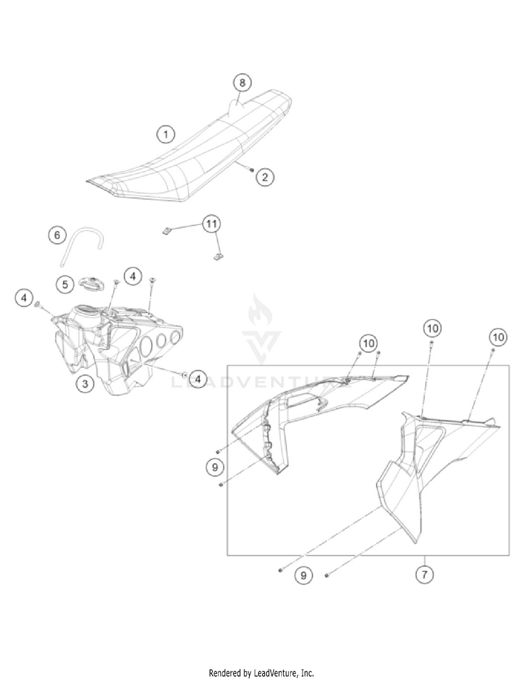 Tank, Seat FC 450 CHASSIS - 2022 Schematic