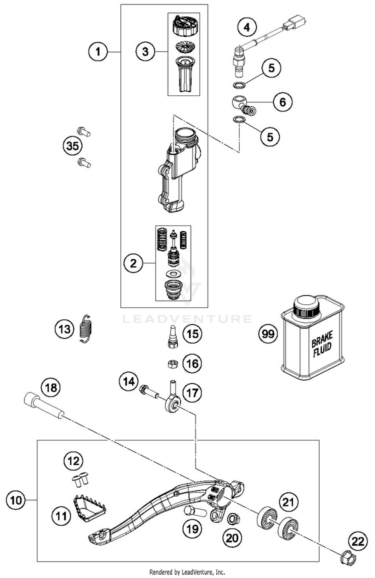 Rear Brake Control FE 450 CHASSIS - 2019 Schematic