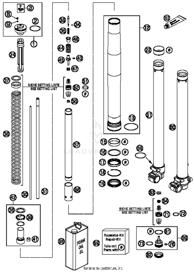 Front Fork Dissassembled TC 85 CHASSIS - 2014 Schematic