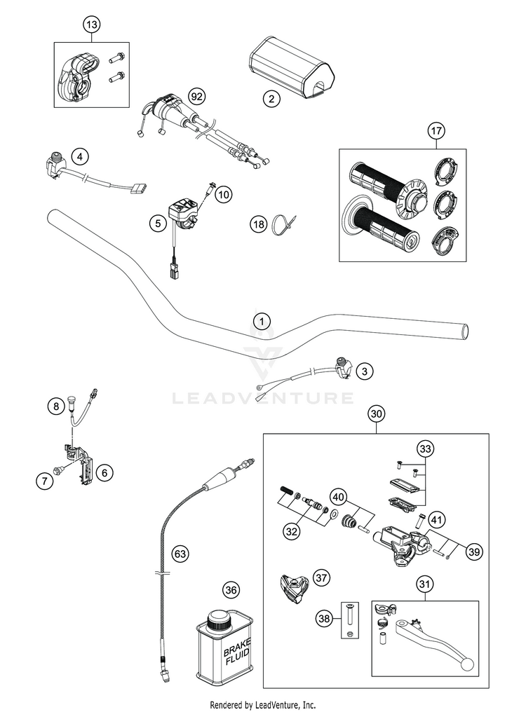 Handlebar, Controls FC 350 CHASSIS - 2020 Schematic